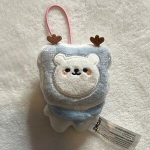 Smoko Cute white toast head Bear Plush Keychain
